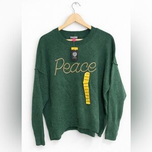 Vince Camuto Peace Sweater Women’s Medium Embroidered Graphic Knit Pullover NWT